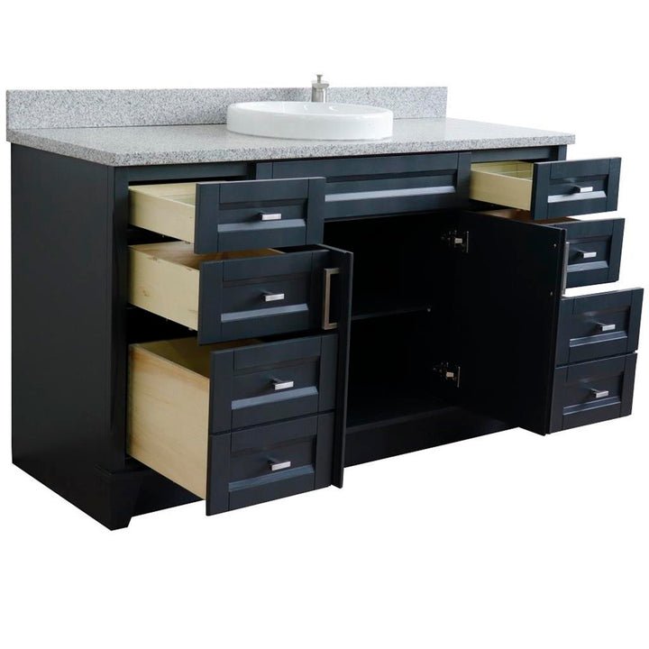 Bellaterra Home, Terni 61" Dark Gray Single Vanity, Round Sink, Gray Granite#top-options_gray-granite-top