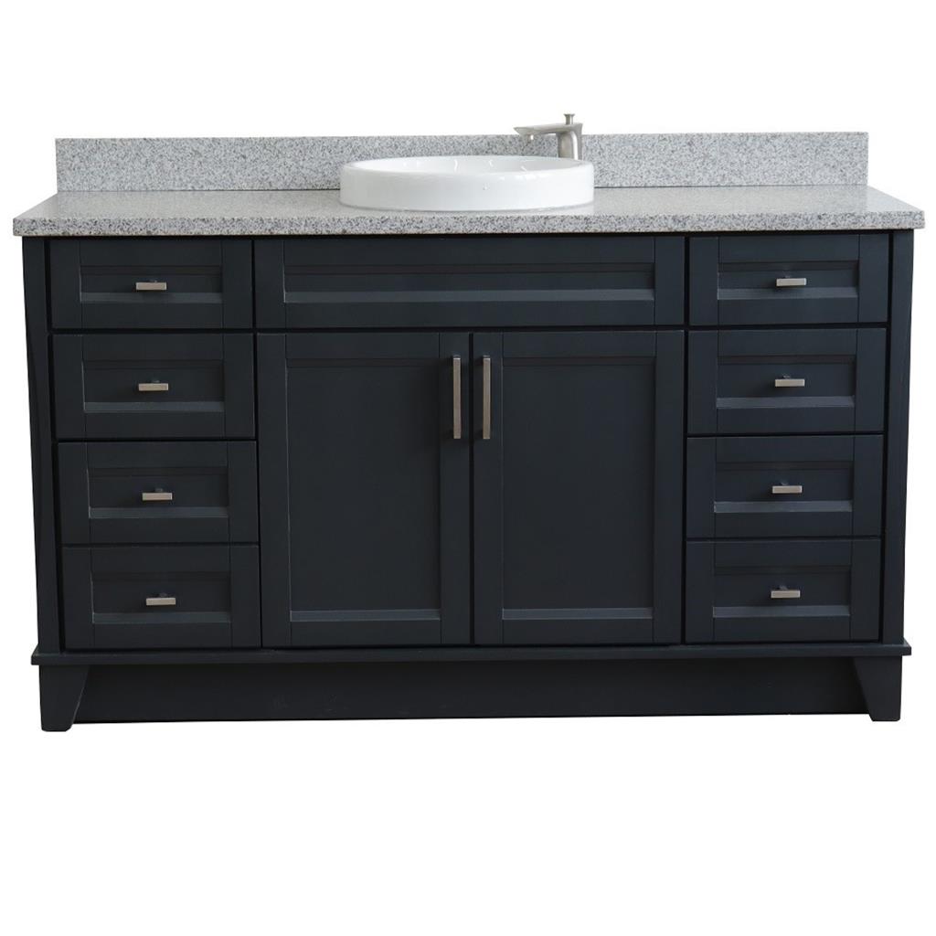 Bellaterra Home, Terni 61" Dark Gray Single Vanity, Round Sink, Gray Granite#top-options_gray-granite-top