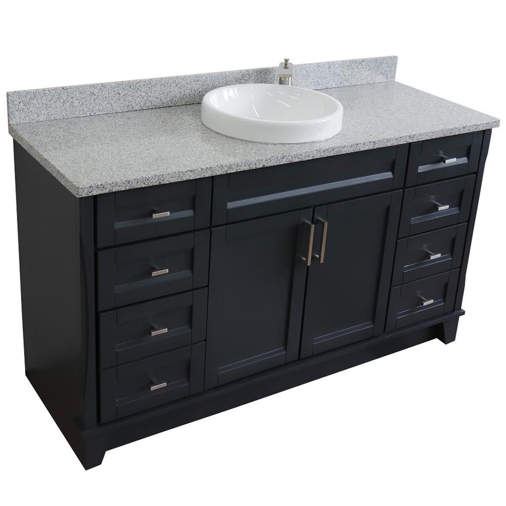 Bellaterra Home, Terni 61" Dark Gray Single Vanity, Round Sink, Gray Granite#top-options_gray-granite-top