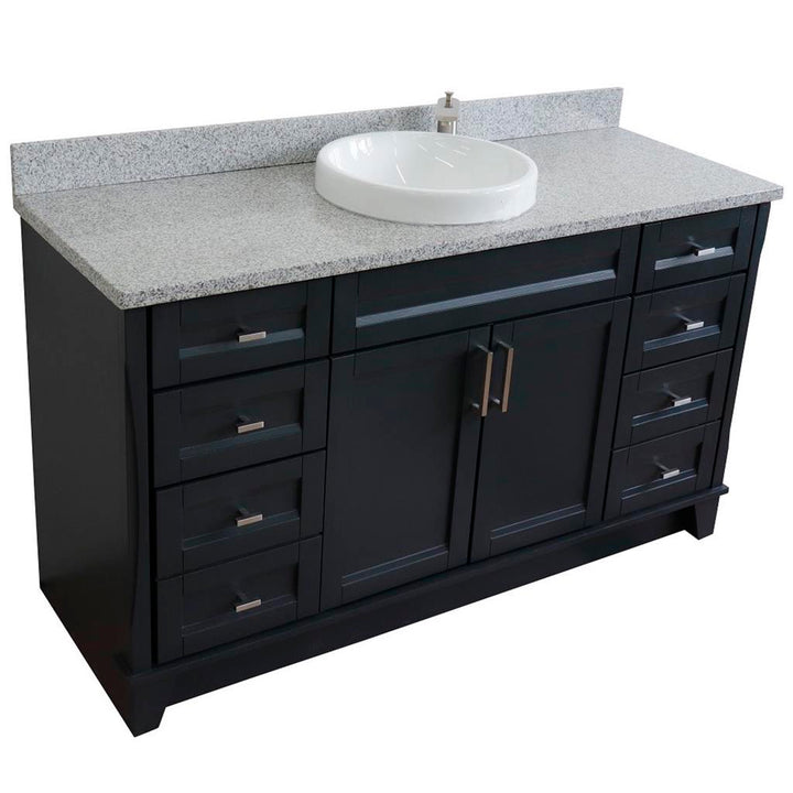 Bellaterra Home, Terni 61" Dark Gray Single Vanity, Round Sink, Gray Granite#top-options_gray-granite-top