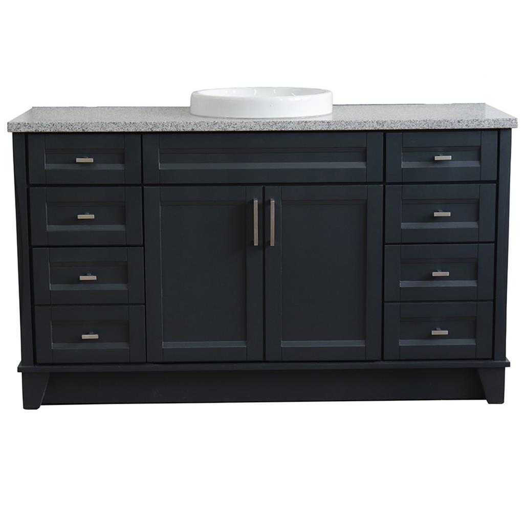 Bellaterra Home, Terni 61" Dark Gray Single Vanity, Round Sink, Gray Granite#top-options_gray-granite-top