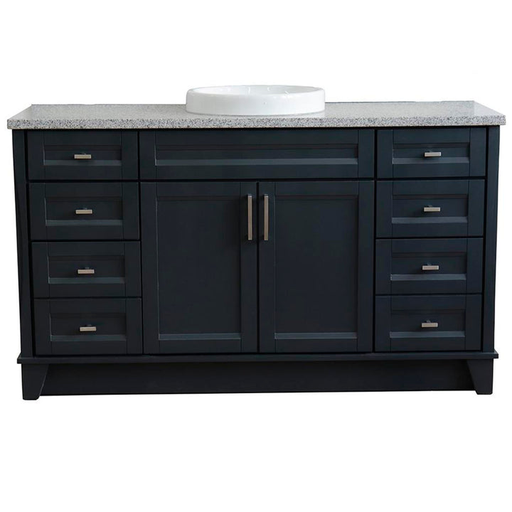 Bellaterra Home, Terni 61" Dark Gray Single Vanity, Round Sink, Gray Granite#top-options_gray-granite-top