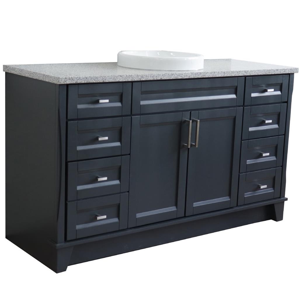 Bellaterra Home, Terni 61" Dark Gray Single Vanity, Round Sink, Gray Granite#top-options_gray-granite-top