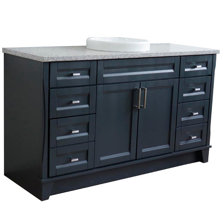 Bellaterra Home, Terni 61" Dark Gray Single Vanity, Round Sink, Gray Granite#top-options_gray-granite-top