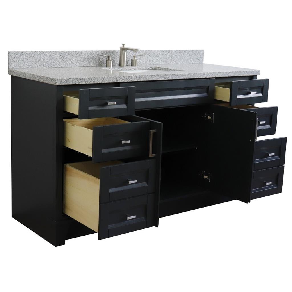 Bellaterra Home, Terni 61" Dark Gray Single Vanity, Rectangle Sink, Gray Granite#top-options_gray-granite-top