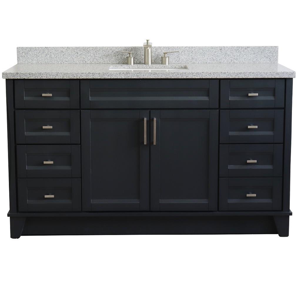 Bellaterra Home, Terni 61" Dark Gray Single Vanity, Rectangle Sink, Gray Granite#top-options_gray-granite-top