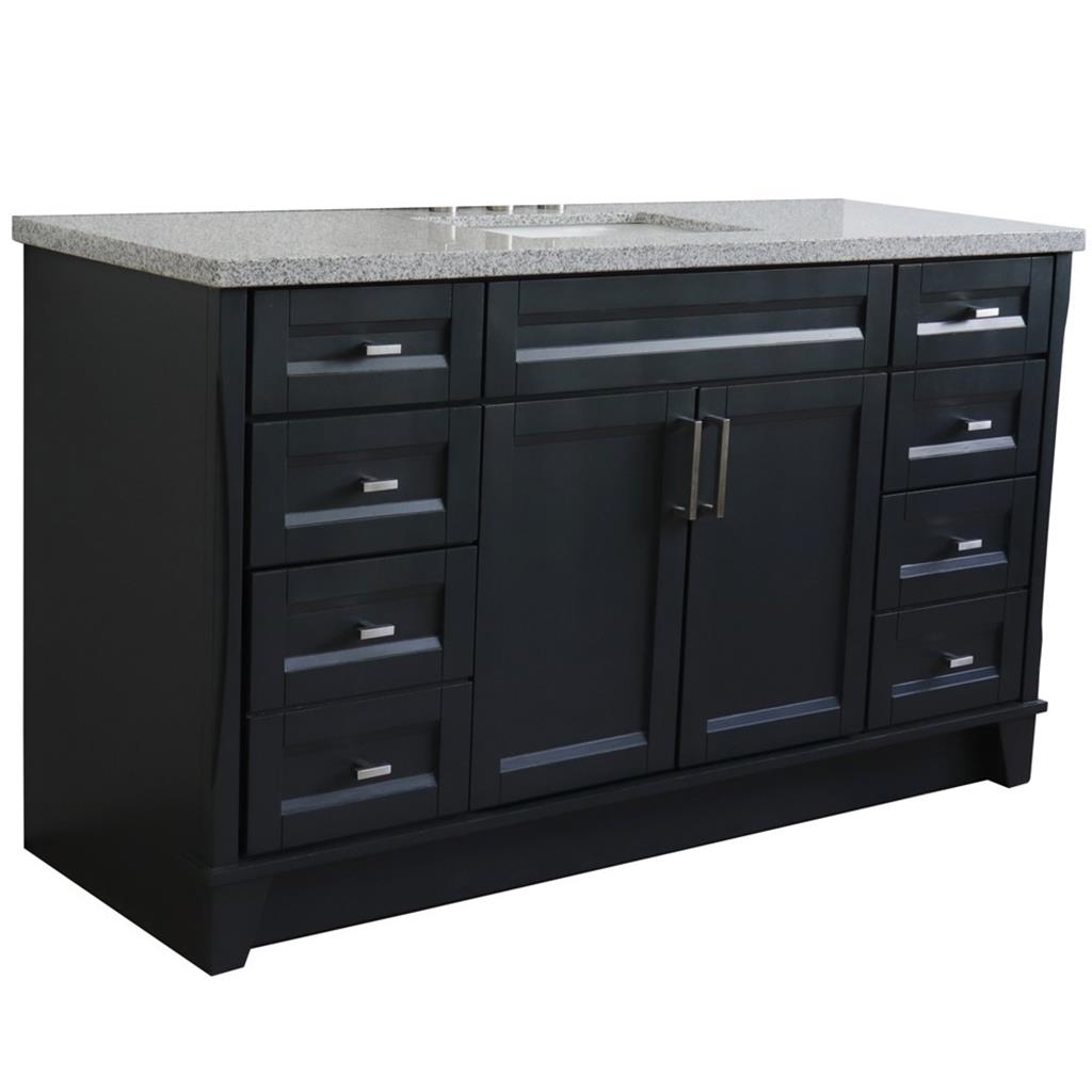 Bellaterra Home, Terni 61" Dark Gray Single Vanity, Rectangle Sink, Gray Granite#top-options_gray-granite-top