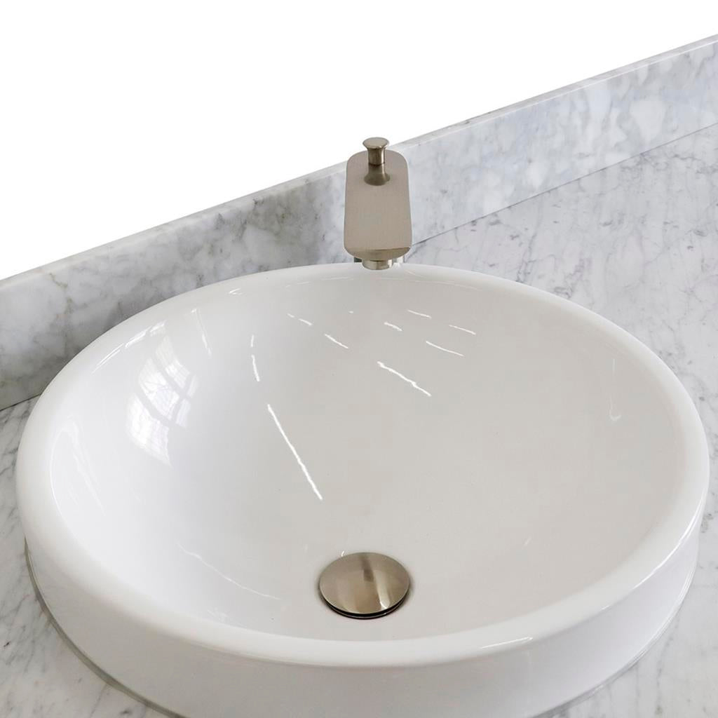 Bellaterra Home, Terni 61" Dark Gray Single Vanity, Round Sink, White Carrara Marble#top-options_white-carrara-marble-top