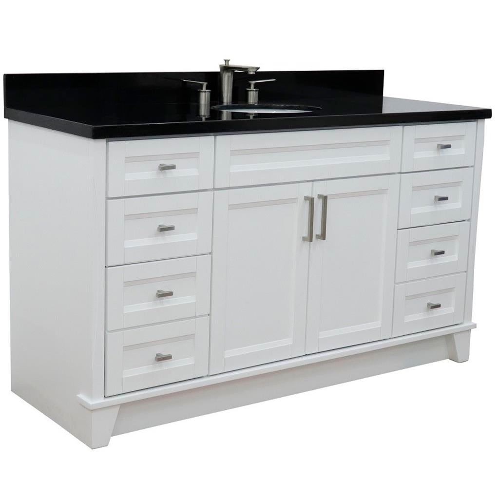 Bellaterra Home, Terni 61" White Single Vanity, Oval Sink, Black Galaxy Granite#top-options_black-galaxy-granite-top