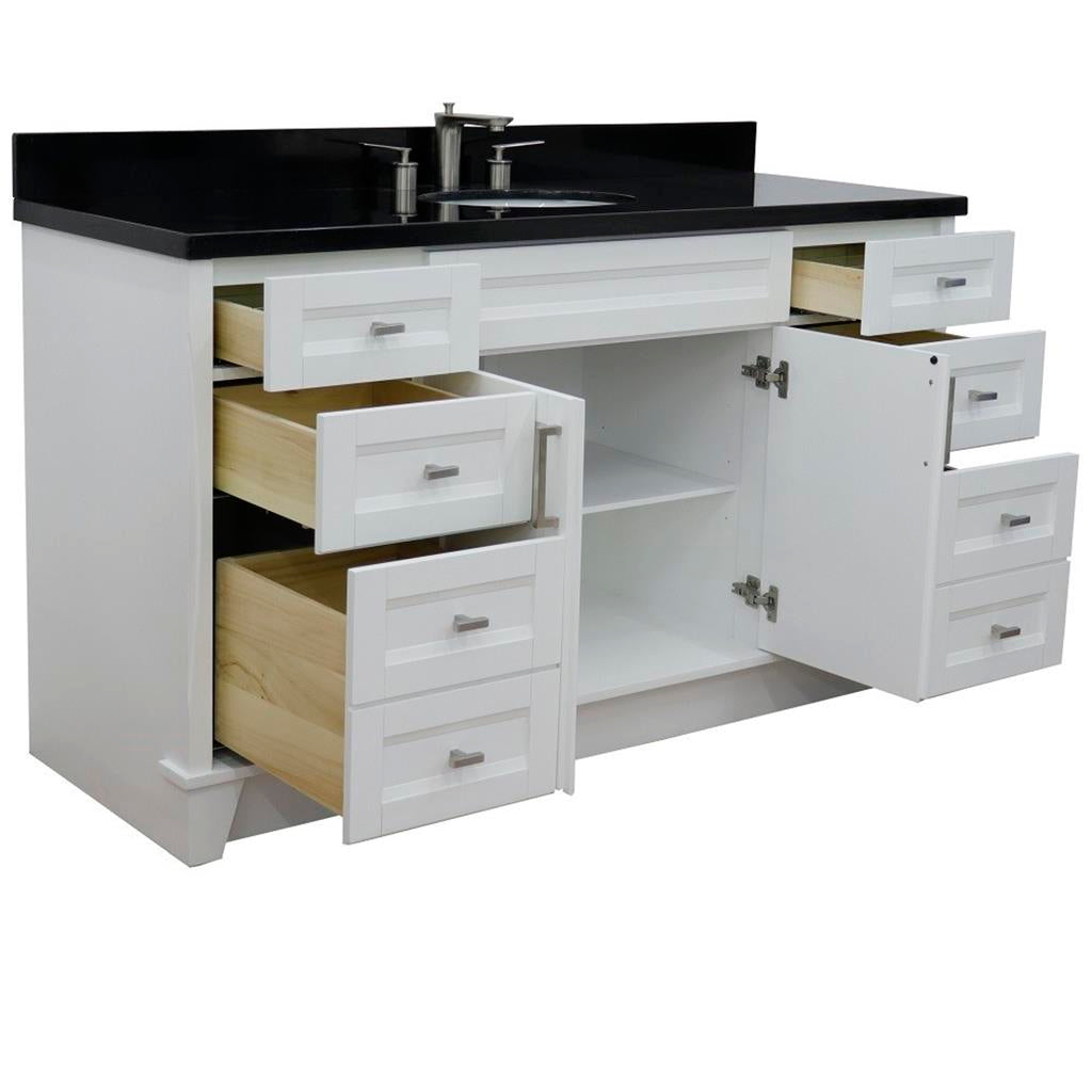 Bellaterra Home, Terni 61" White Single Vanity, Oval Sink, Black Galaxy Granite#top-options_black-galaxy-granite-top