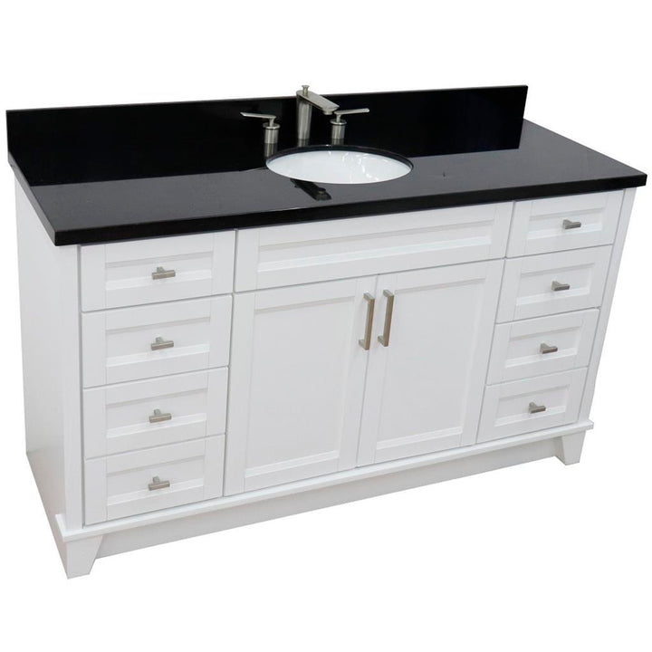 Bellaterra Home, Terni 61" White Single Vanity, Oval Sink, Black Galaxy Granite#top-options_black-galaxy-granite-top