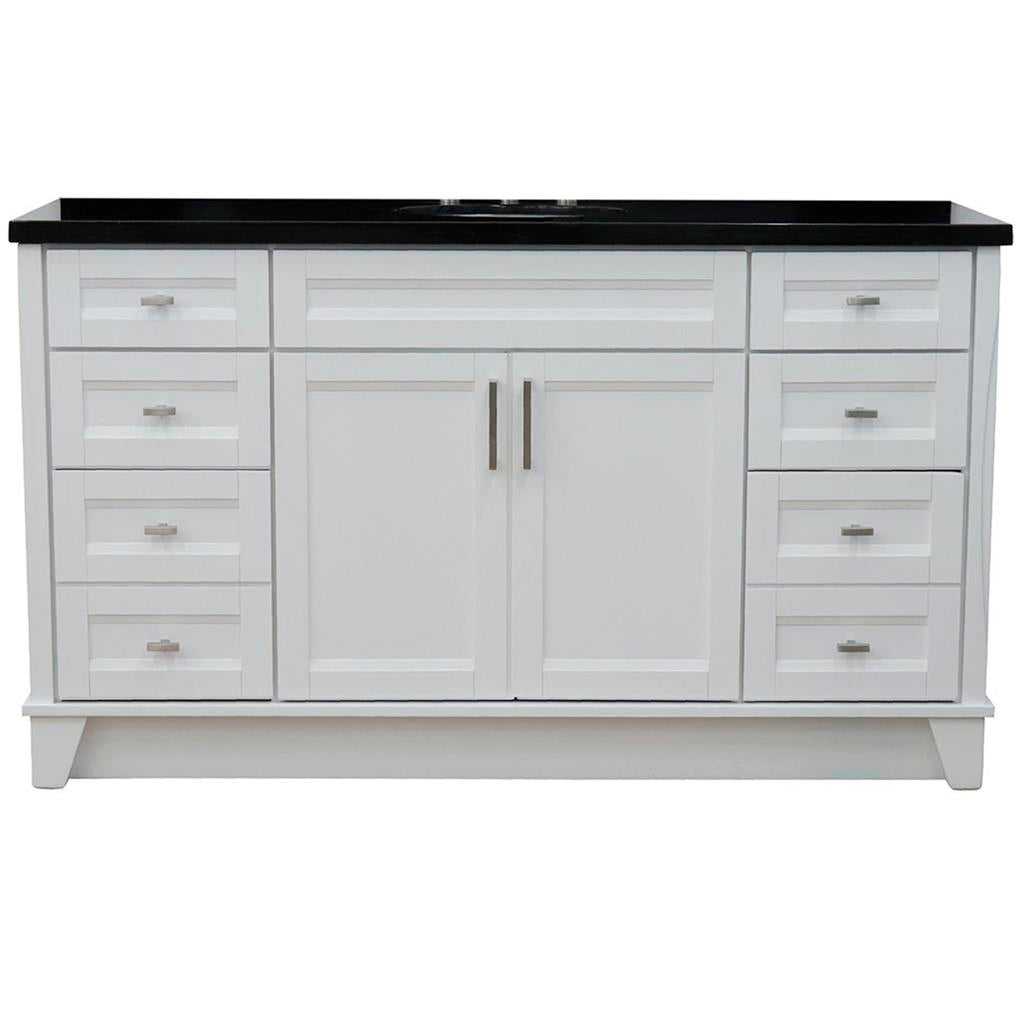 Bellaterra Home, Terni 61" White Single Vanity, Oval Sink, Black Galaxy Granite#top-options_black-galaxy-granite-top