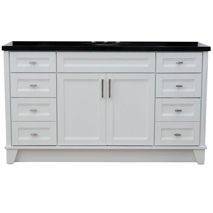 Bellaterra Home, Terni 61" White Single Vanity, Oval Sink, Black Galaxy Granite#top-options_black-galaxy-granite-top