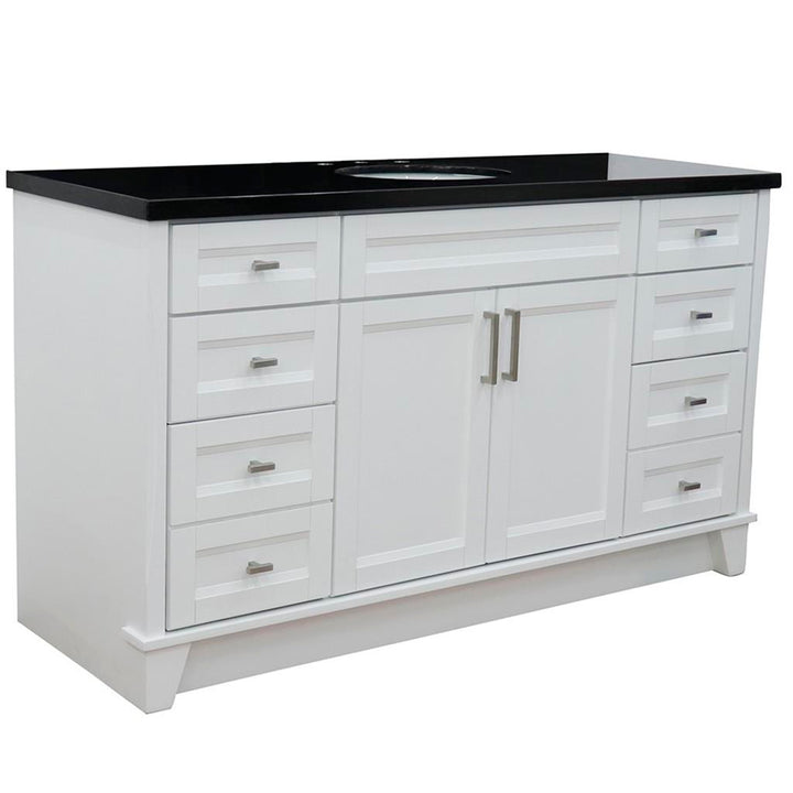 Bellaterra Home, Terni 61" White Single Vanity, Oval Sink, Black Galaxy Granite#top-options_black-galaxy-granite-top