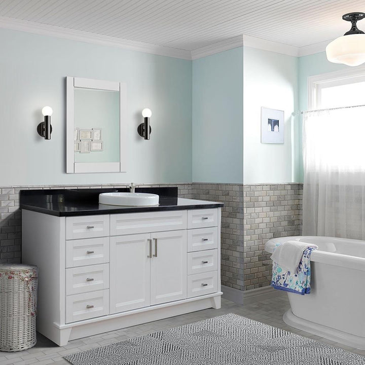 Bellaterra Home, Terni 61" White Single Vanity, Round Sink, Black Galaxy Granite#top-options_black-galaxy-granite-top