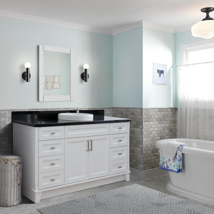 Bellaterra Home, Terni 61" White Single Vanity, Round Sink, Black Galaxy Granite#top-options_black-galaxy-granite-top