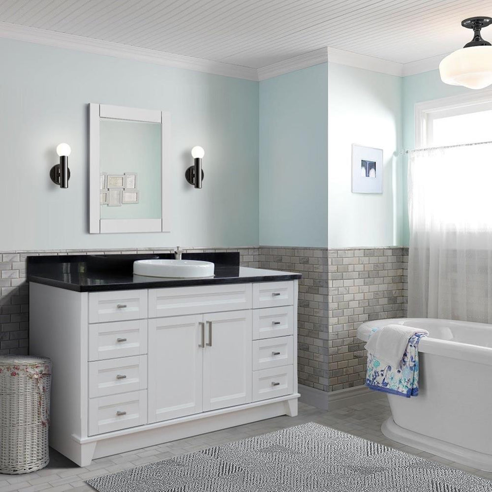Bellaterra Home, Terni 61" White Single Vanity, Round Sink, Black Galaxy Granite#top-options_black-galaxy-granite-top