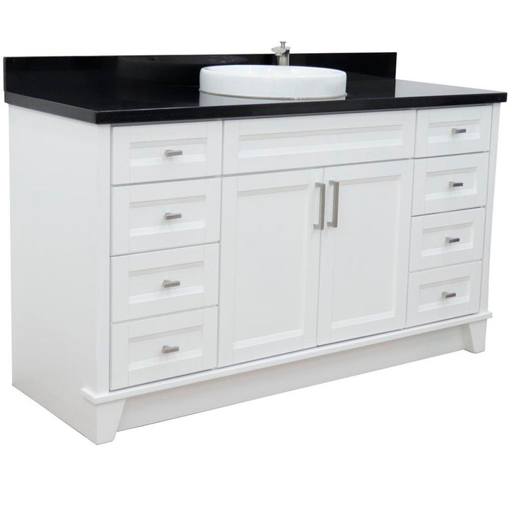 Bellaterra Home, Terni 61" White Single Vanity, Round Sink, Black Galaxy Granite#top-options_black-galaxy-granite-top