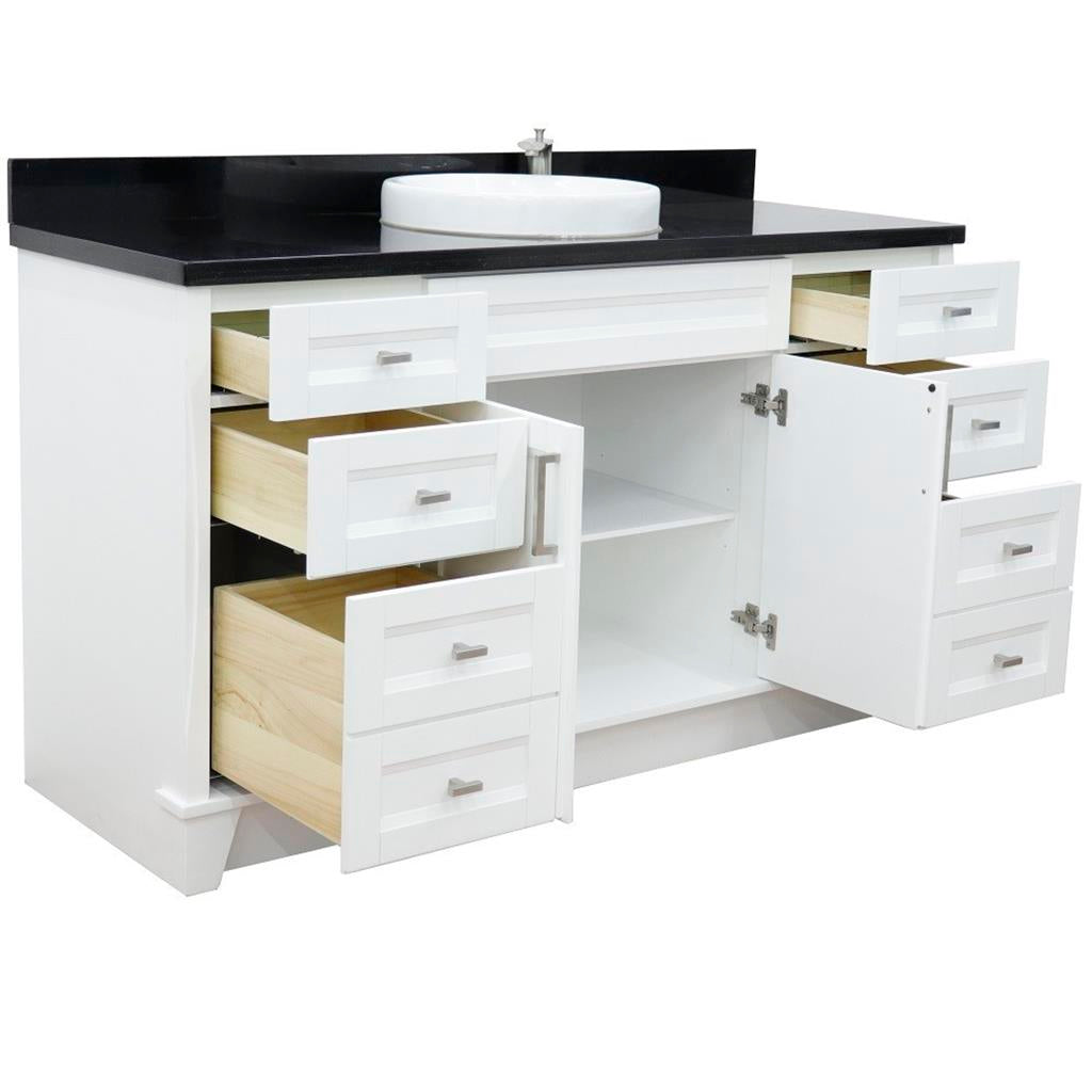 Bellaterra Home, Terni 61" White Single Vanity, Round Sink, Black Galaxy Granite#top-options_black-galaxy-granite-top