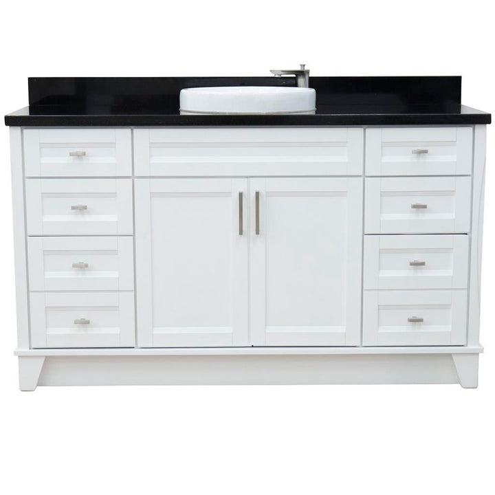 Bellaterra Home, Terni 61" White Single Vanity, Round Sink, Black Galaxy Granite#top-options_black-galaxy-granite-top