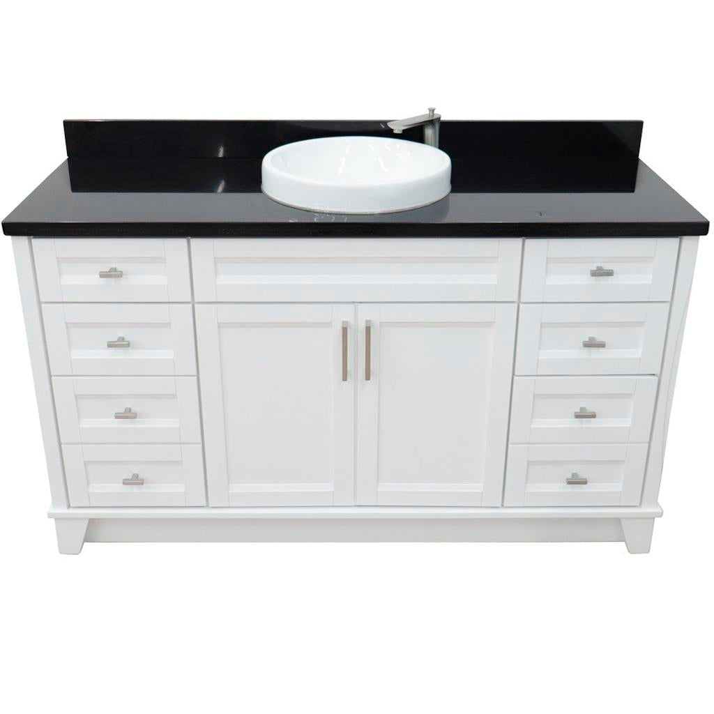 Bellaterra Home, Terni 61" White Single Vanity, Round Sink, Black Galaxy Granite#top-options_black-galaxy-granite-top