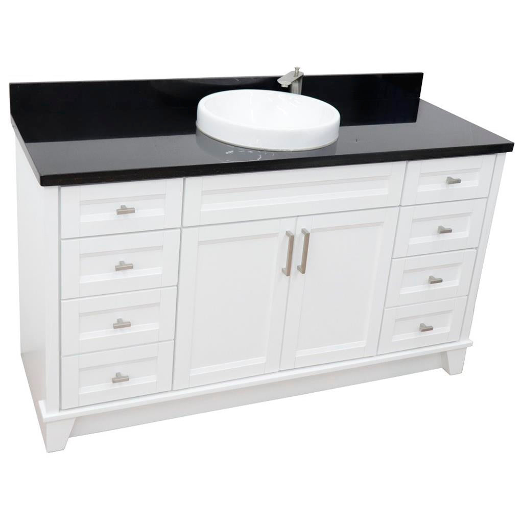 Bellaterra Home, Terni 61" White Single Vanity, Round Sink, Black Galaxy Granite#top-options_black-galaxy-granite-top