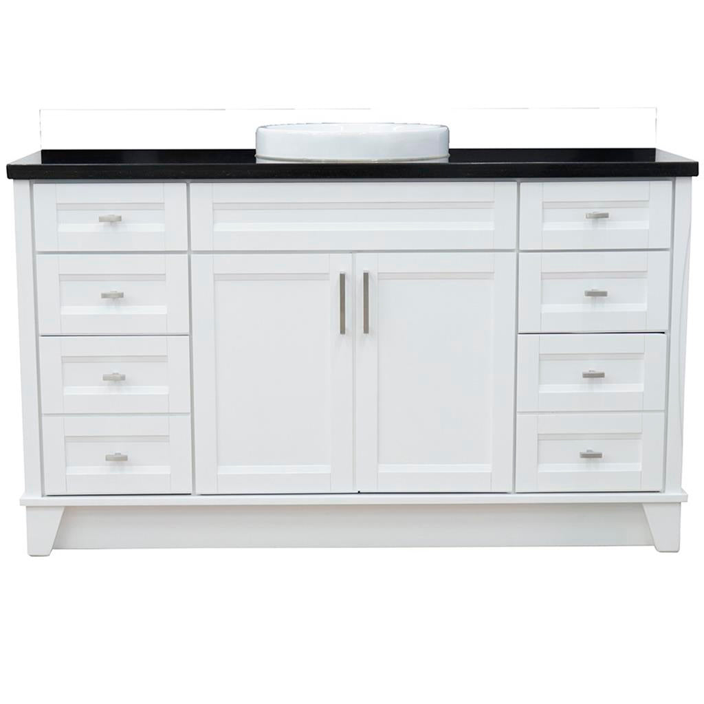 Bellaterra Home, Terni 61" White Single Vanity, Round Sink, Black Galaxy Granite#top-options_black-galaxy-granite-top