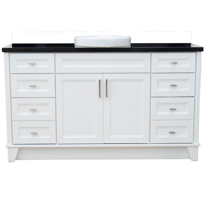 Bellaterra Home, Terni 61" White Single Vanity, Round Sink, Black Galaxy Granite#top-options_black-galaxy-granite-top