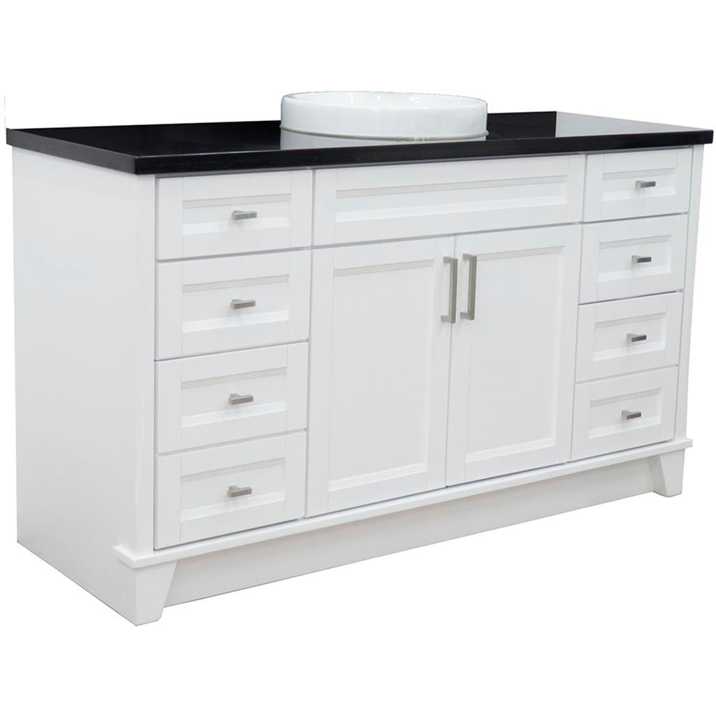 Bellaterra Home, Terni 61" White Single Vanity, Round Sink, Black Galaxy Granite#top-options_black-galaxy-granite-top