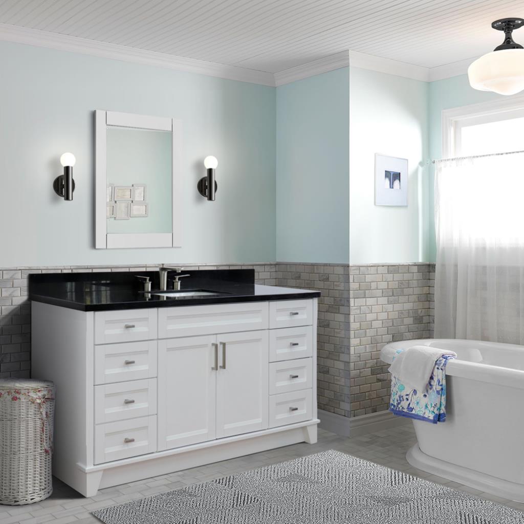 Bellaterra Home, Terni 61" White Single Vanity, Rectangle Sink, Black Galaxy Granite#top-options_black-galaxy-granite-top