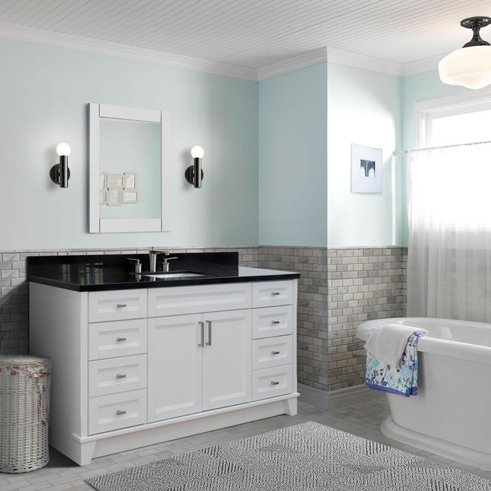 Bellaterra Home, Terni 61" White Single Vanity, Rectangle Sink, Black Galaxy Granite#top-options_black-galaxy-granite-top