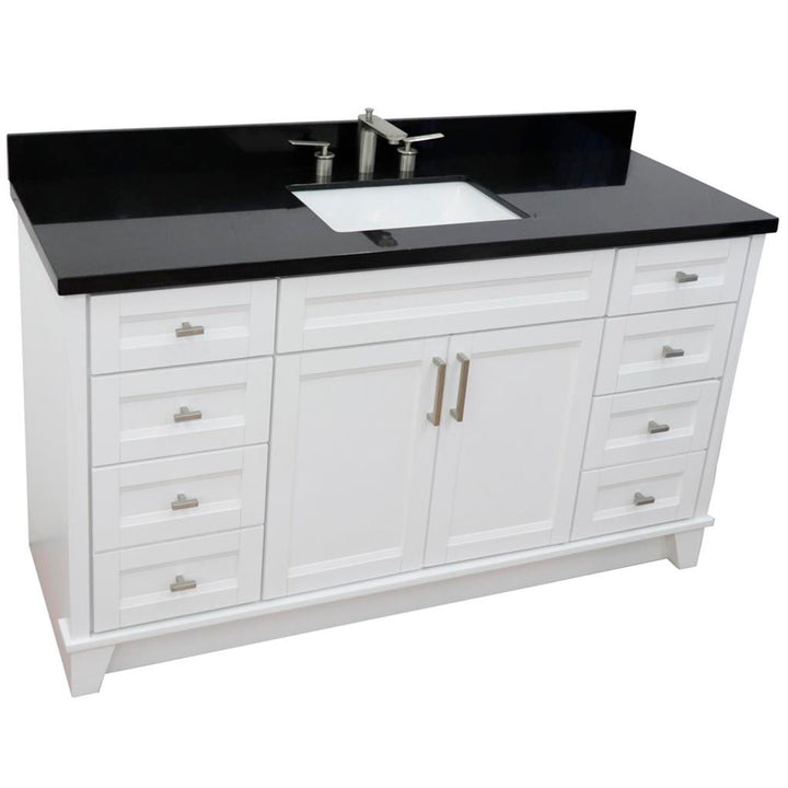 Bellaterra Home, Terni 61" White Single Vanity, Rectangle Sink, Black Galaxy Granite#top-options_black-galaxy-granite-top