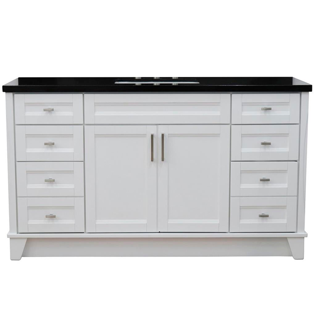 Bellaterra Home, Terni 61" White Single Vanity, Rectangle Sink, Black Galaxy Granite#top-options_black-galaxy-granite-top