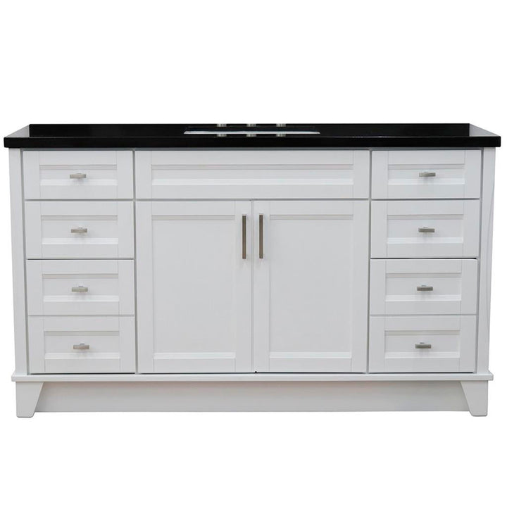Bellaterra Home, Terni 61" White Single Vanity, Rectangle Sink, Black Galaxy Granite#top-options_black-galaxy-granite-top
