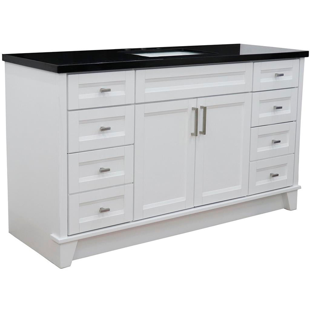 Bellaterra Home, Terni 61" White Single Vanity, Rectangle Sink, Black Galaxy Granite#top-options_black-galaxy-granite-top