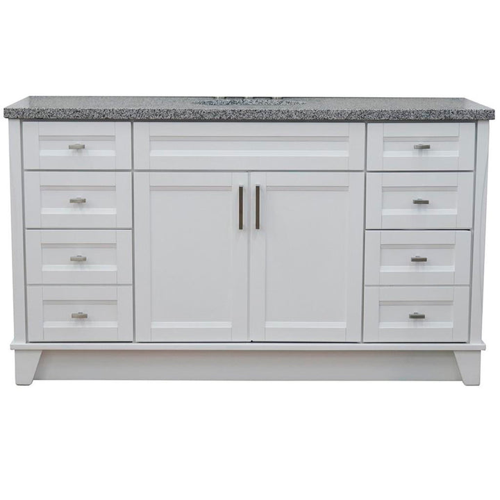 Bellaterra Home, Terni 61" White Single Vanity, Oval Sink, Gray Granite#top-options_gray-granite-top