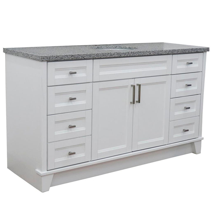 Bellaterra Home, Terni 61" White Single Vanity, Oval Sink, Gray Granite#top-options_gray-granite-top