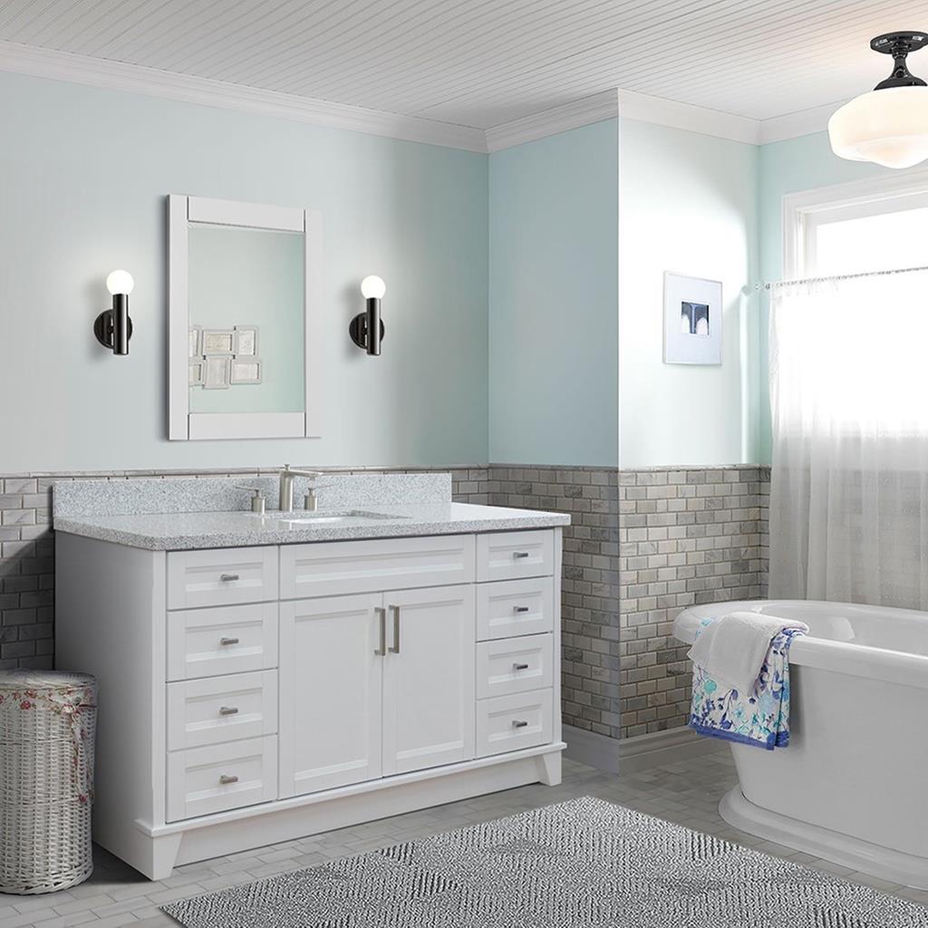 Bellaterra Home, Terni 61" White Single Vanity, Rectangle Sink, Gray Granite#top-options_gray-granite-top