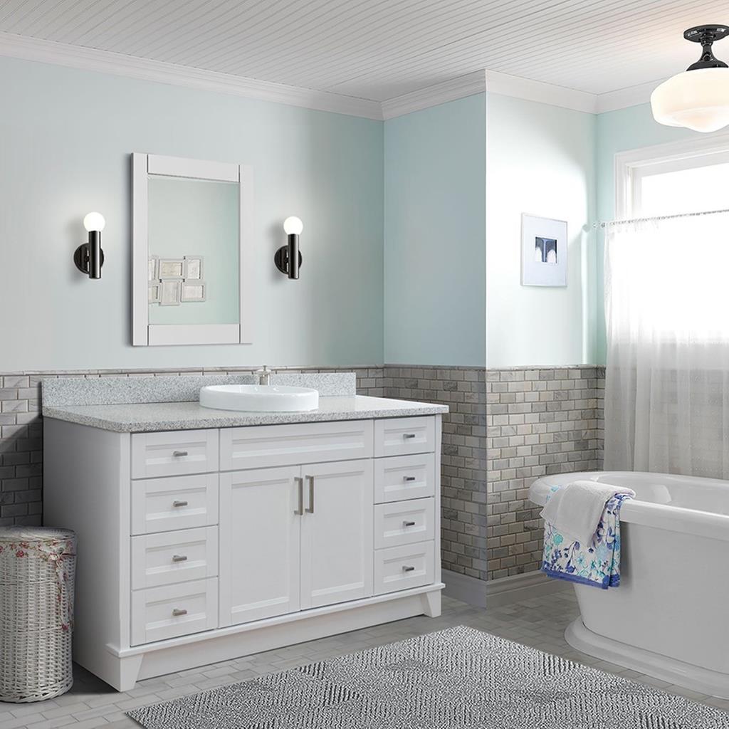 Bellaterra Home, Terni 61" White Single Vanity, Round Sink, Gray Granite#top-options_gray-granite-top
