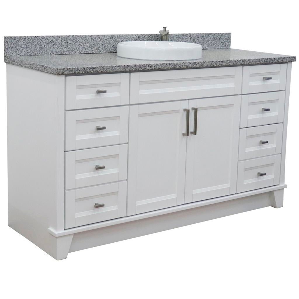 Bellaterra Home, Terni 61" White Single Vanity, Round Sink, Gray Granite#top-options_gray-granite-top