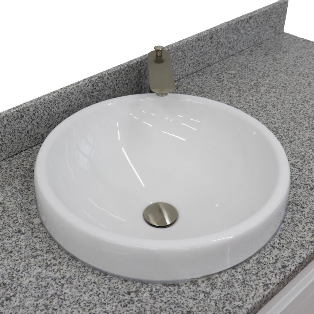 Bellaterra Home, Terni 61" White Single Vanity, Round Sink, Gray Granite#top-options_gray-granite-top