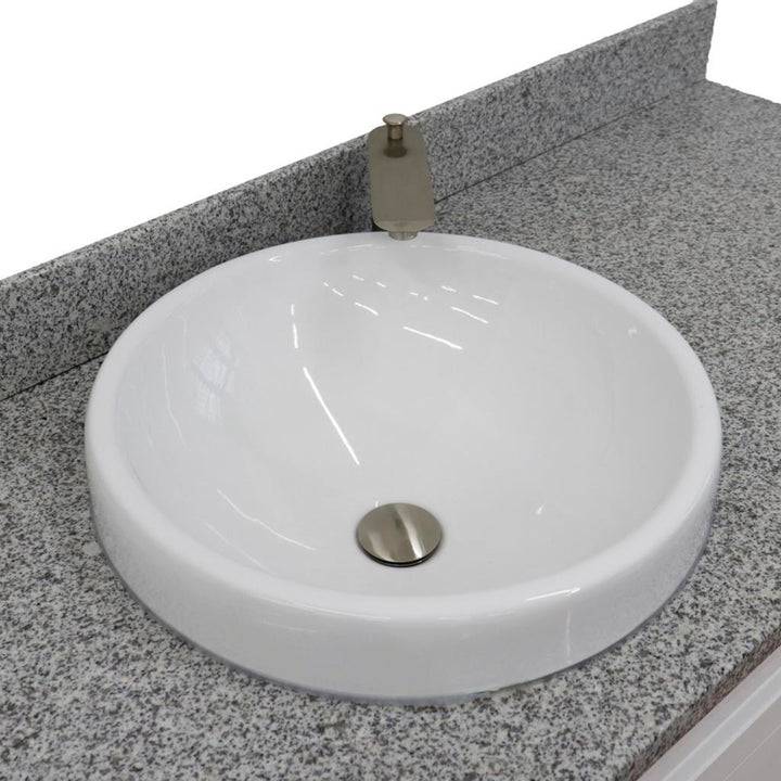 Bellaterra Home, Terni 61" White Single Vanity, Round Sink, Gray Granite#top-options_gray-granite-top