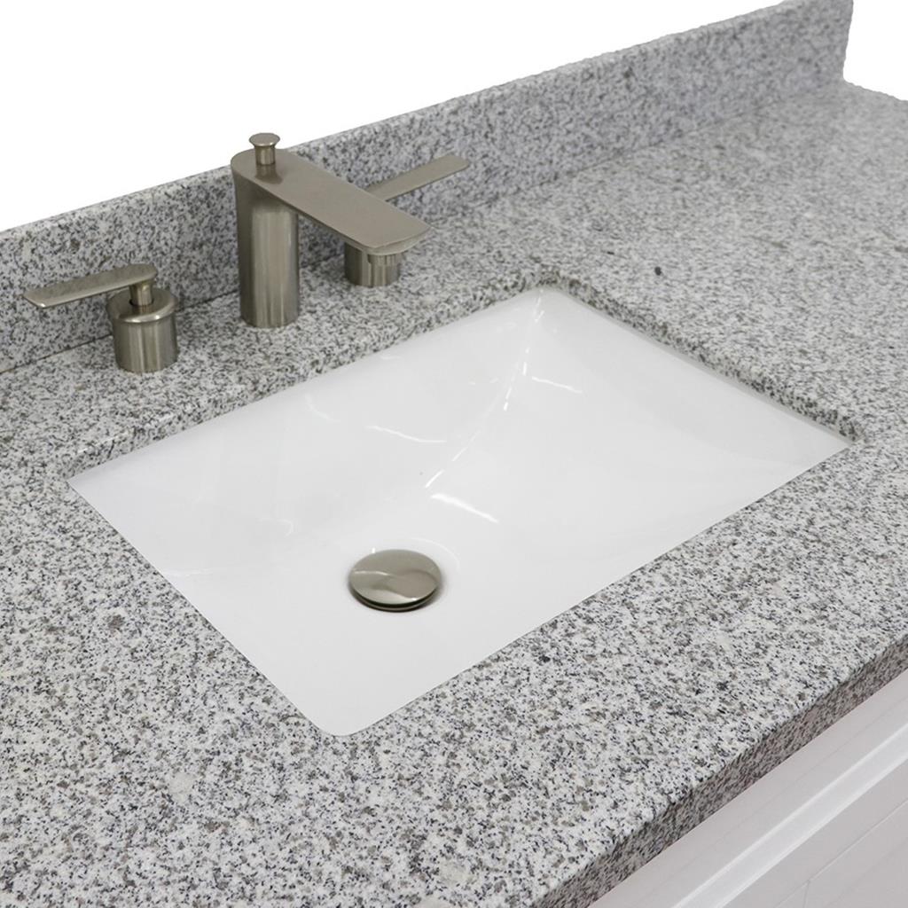 Bellaterra Home, Terni 61" White Single Vanity, Rectangle Sink, Gray Granite#top-options_gray-granite-top