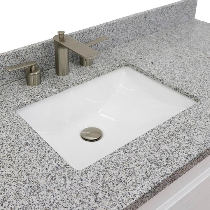 Bellaterra Home, Terni 61" White Single Vanity, Rectangle Sink, Gray Granite#top-options_gray-granite-top