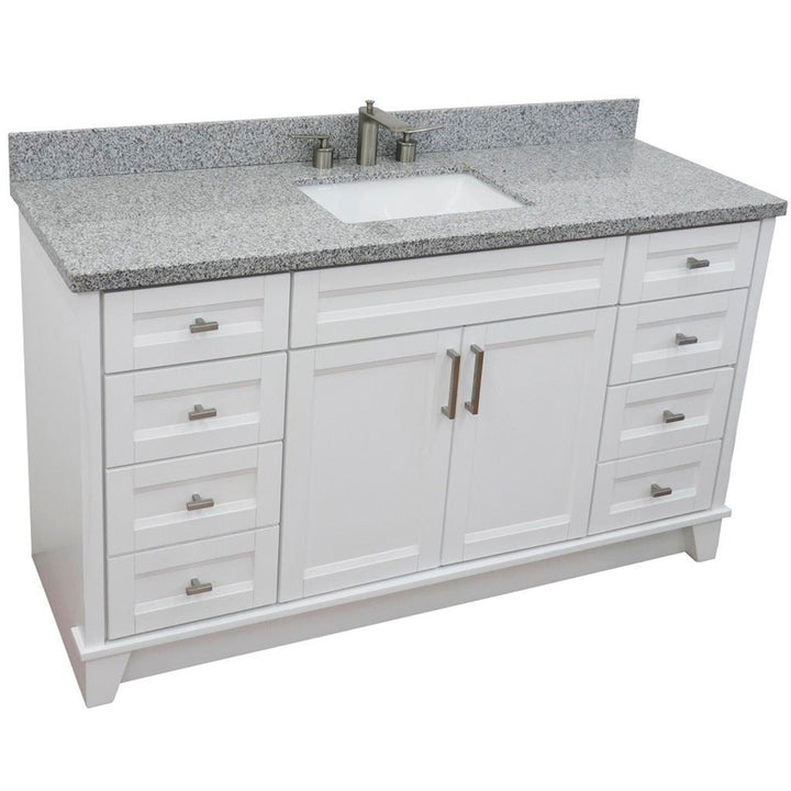 Bellaterra Home, Terni 61" White Single Vanity, Rectangle Sink, Gray Granite#top-options_gray-granite-top
