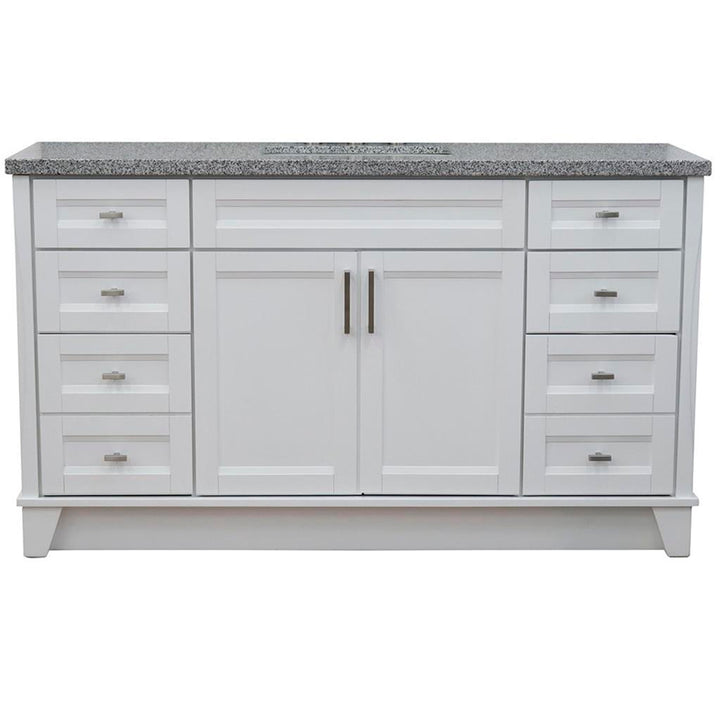 Bellaterra Home, Terni 61" White Single Vanity, Rectangle Sink, Gray Granite#top-options_gray-granite-top