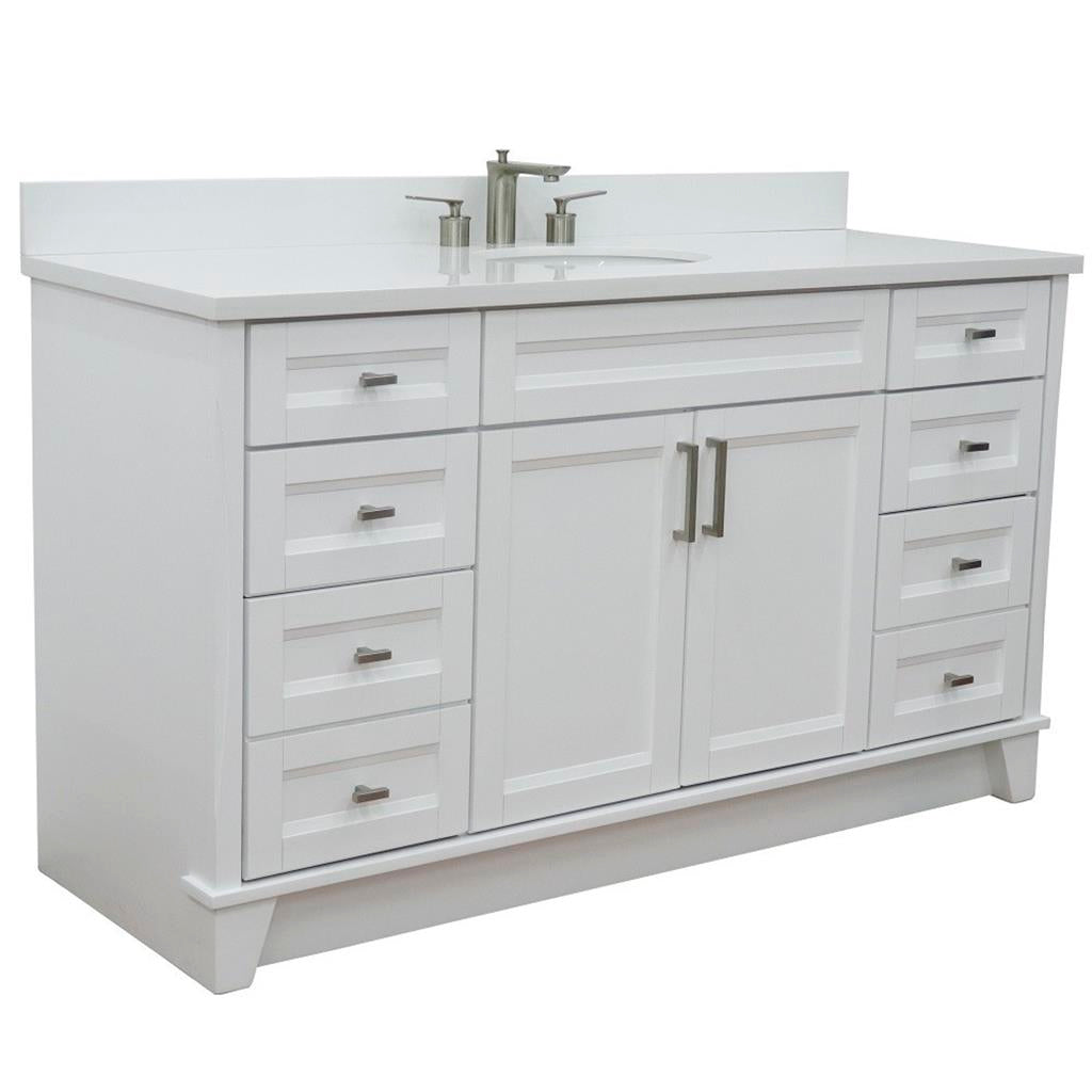Bellaterra Home, Terni 61" White Single Vanity, Oval Sink, White Quartz#top-options_white-quartz-top