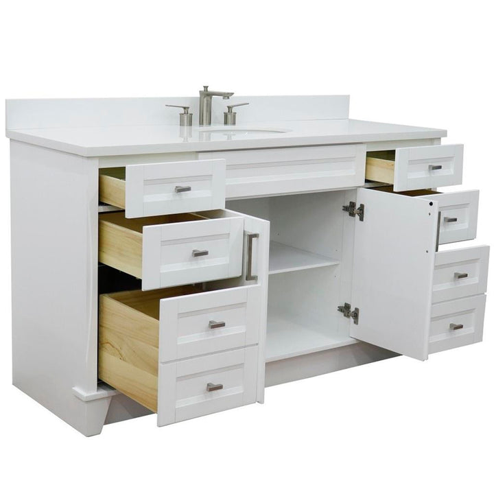 Bellaterra Home, Terni 61" White Single Vanity, Oval Sink, White Quartz#top-options_white-quartz-top