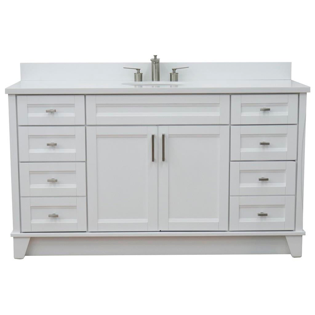 Bellaterra Home, Terni 61" White Single Vanity, Oval Sink, White Quartz#top-options_white-quartz-top