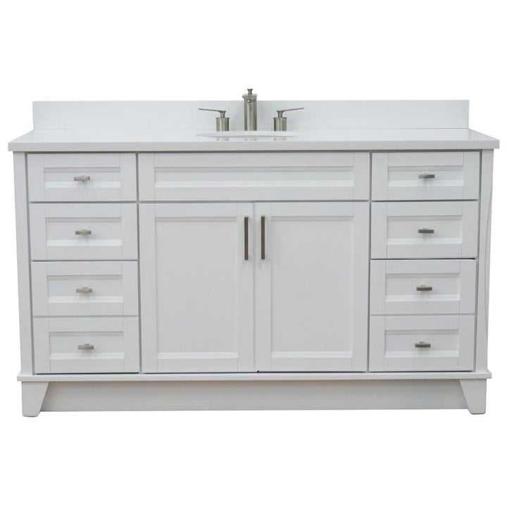 Bellaterra Home, Terni 61" White Single Vanity, Oval Sink, White Quartz#top-options_white-quartz-top